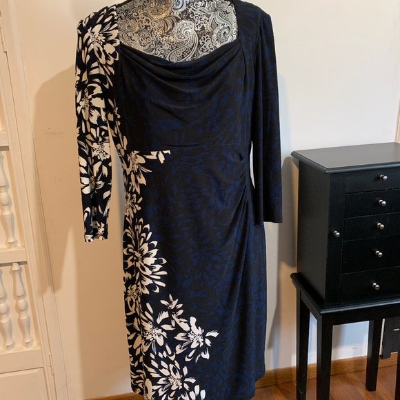 Blue Black and White Anne Klein Dress - Picture 1 of 6